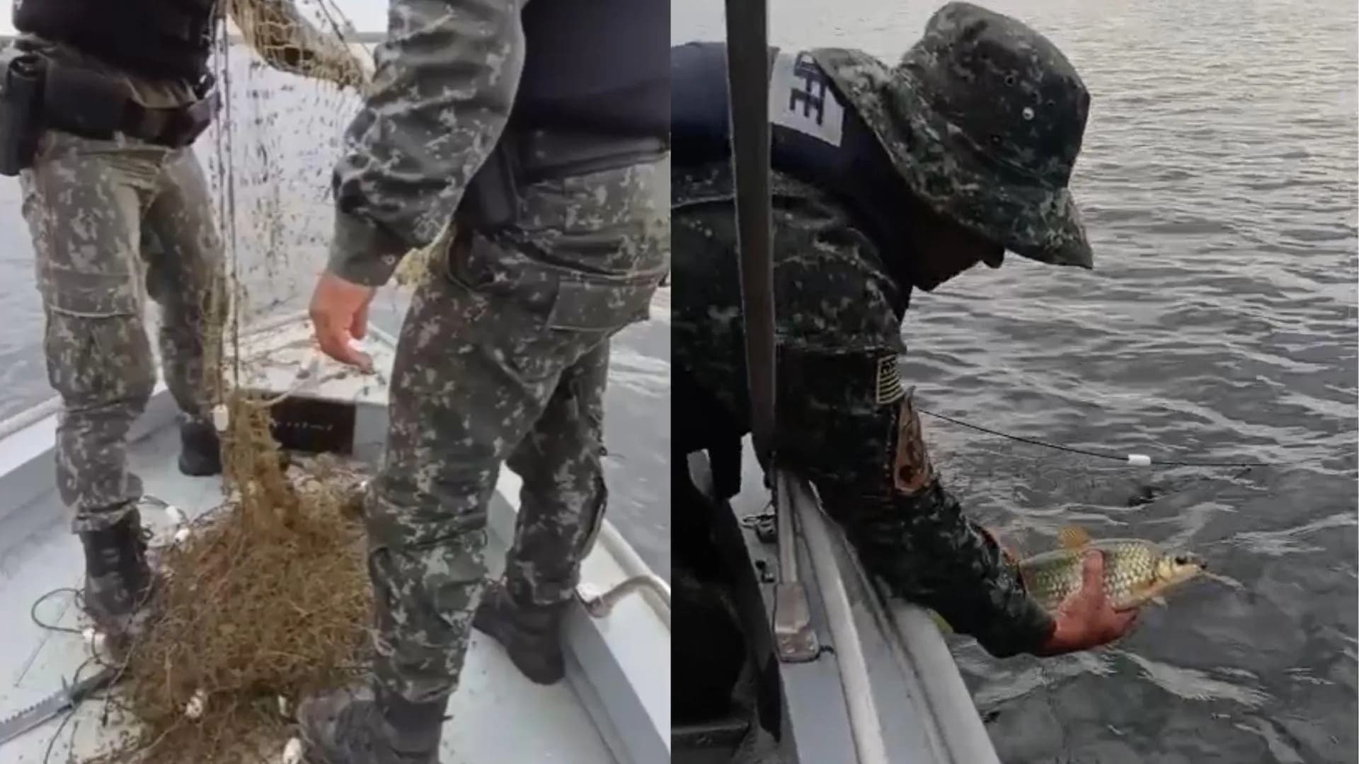 POLÍCIA AMBIENTAL APREENDE 300 METROS DE REDES DE PESCA IRREGULARES NO RIO PARANÁ